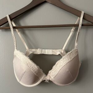 H&M Shimmer Cream Lace Trim Underwire Push-up Bra NWOT